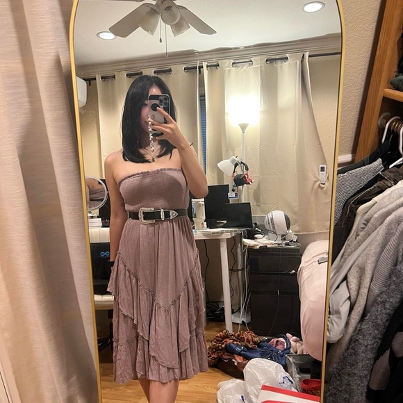 Elegant Mauve Layered Women's Dress - Picture 7 of 8